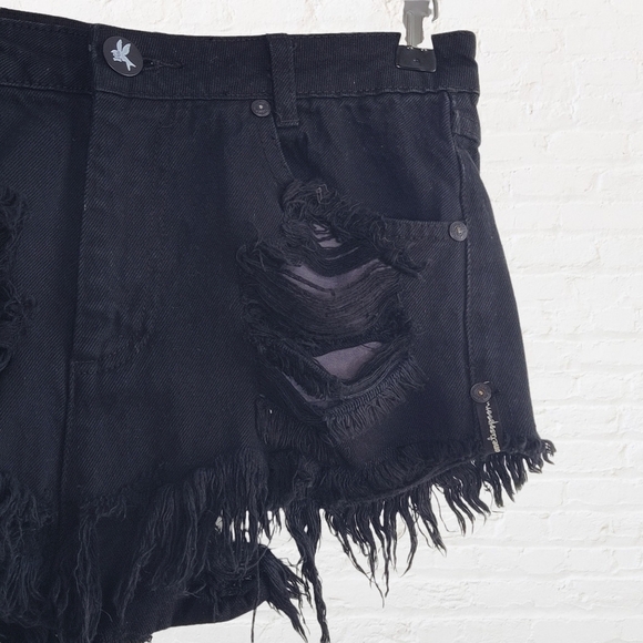 One teaspoon micro mini distressed black denim skirt - Picture 3 of 8